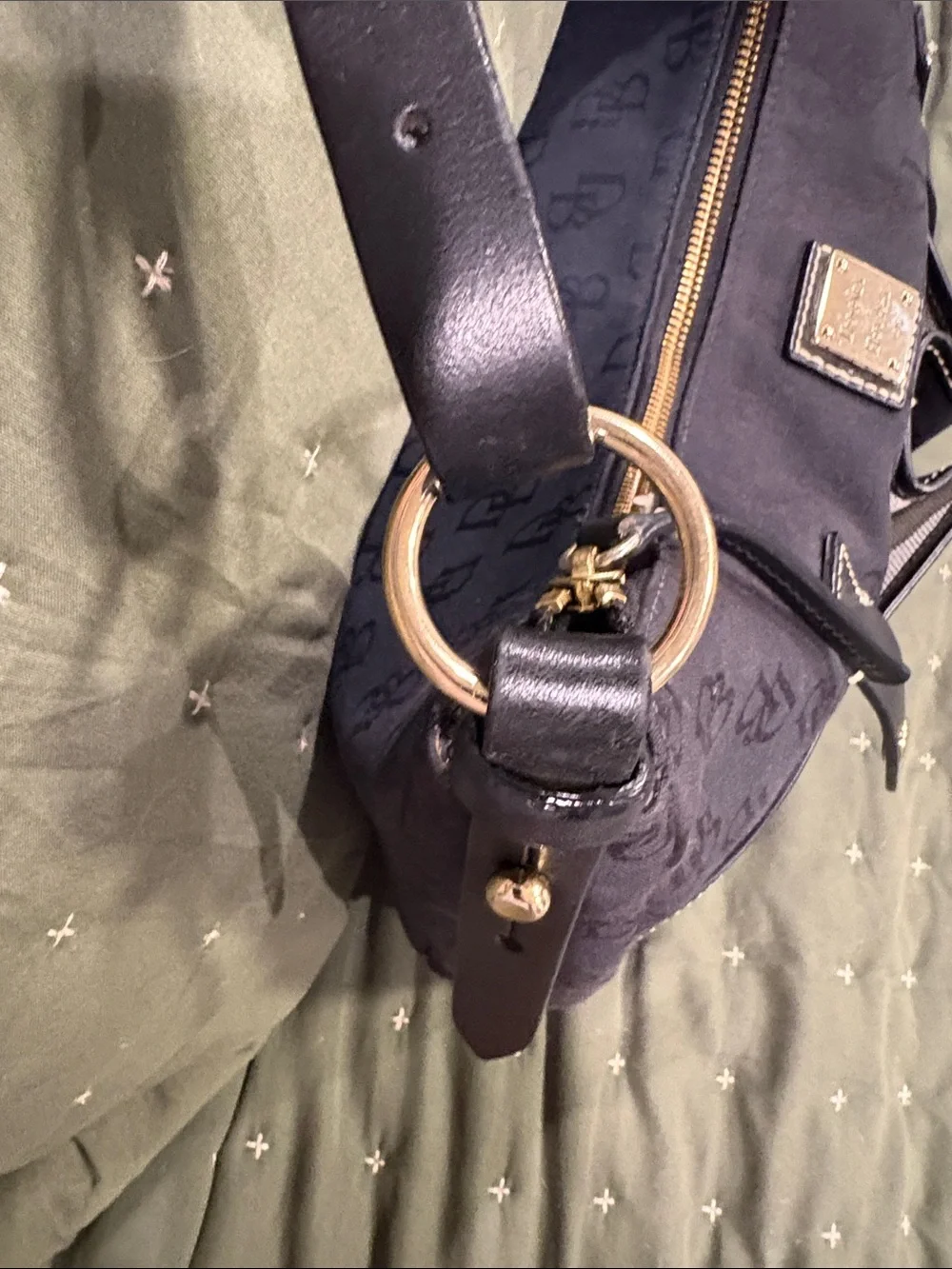 Dooney & Bourke Black Logo Hobo with Gold Hardware. Excellent condition!